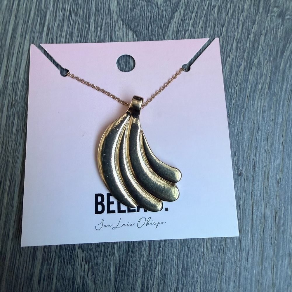Bella B Banana Pendant Long Necklace in Gold